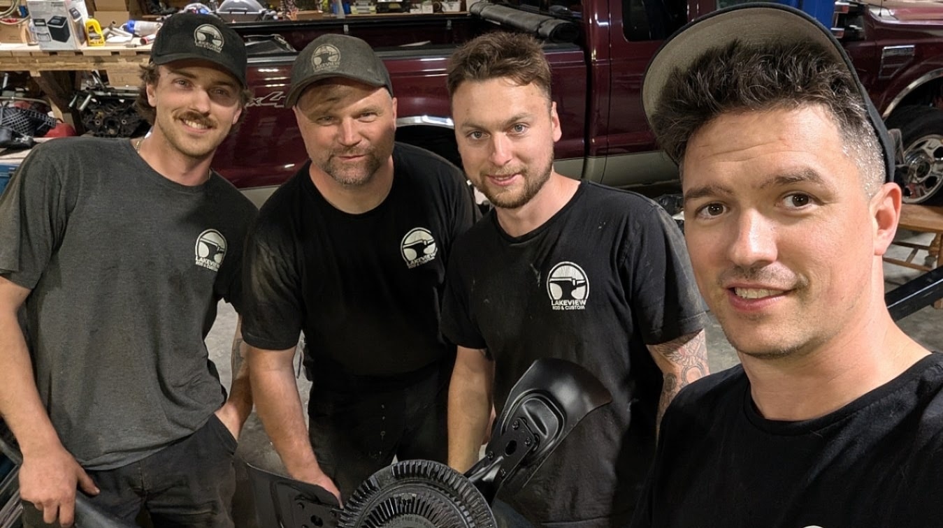 The Lakeview Rod & Custom crew in the shop